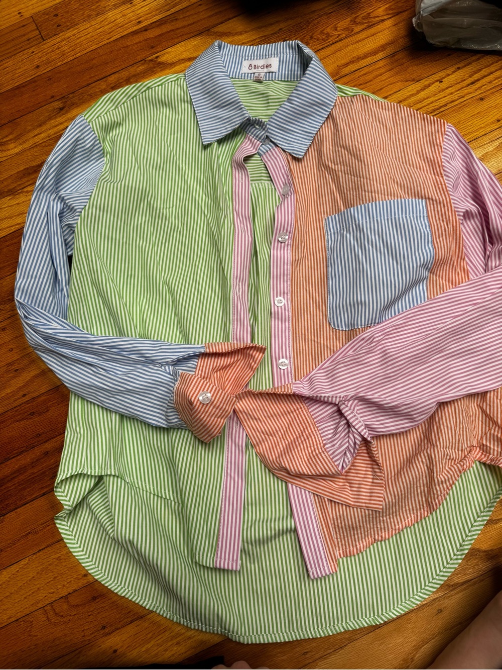 8 BIRDIES Multi-Color Striped Button-Up Shirt - Pastel Mix